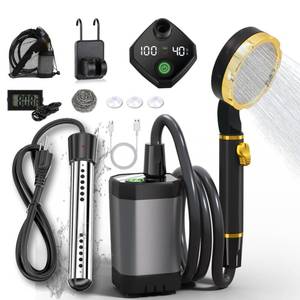 lot 19214 image: BSEED Portable Shower for Camping with Immersion Water Heater, 6000mAh Rechargeable Camping Shower with Intelligent LED Display, Outdoor Shower for Hiking, Travel, Pets & Car Washing, Wartering Plants