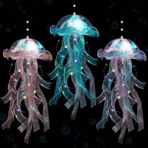 lot 19218 image: Rossesay 3 Pcs Jellyfish Lamp Colorful Jelly Fish Light Hanging Jellyfish Decorations LED Lantern for Birthday Under Sea Mermaid Wedding Decor(Blue, Purple, Pink)