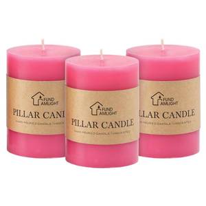 lot 19225 image: 3x4 Inch Light Pink Pillar Candles Set of 3 - Unscented Easter Pillar Candle for Valentines Day, Long Burning Dripless and Smokeless Candles for Home Restaurants Spa Church Weddings