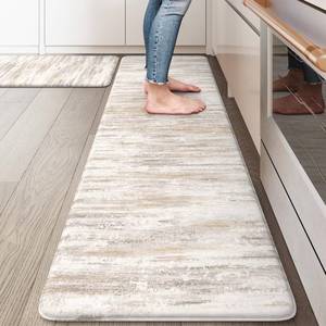 lot 19226 image: KIMODE Kitchen Mats Cushioned Anti Fatigue, Abstract Farmhouse Kitchen Rugs Sets of 2, Non Slip Kitchen Mats for Floor, Padded Kitchen Floor Mat for Sink Laundry Office Light Brown Multi