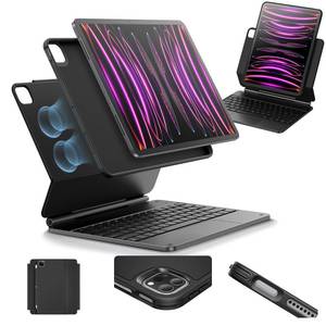 lot 19242 image: ESR iPad Pro 12.9 Case with Keyboard, Easy-Set Magnetic Stand, PortraitRaised Modes for iPad iPad Pro 12.9(6th5th5th3rd), Removable Protective Case, Rebound 360 Series, Black