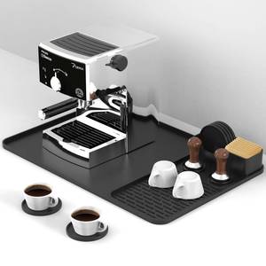 lot 20140 image: Silicone Coffee Mat with 6 Coasters,24x16 Counter Bar Mat Fits Under Coffee MakerPot & Espresso Machine, Bar Aceessories,Detachable Drying Pad for Tamper,Sugar Packets,Cups & Countertop Protection