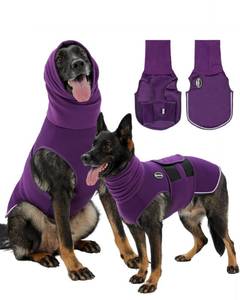 lot 20141 image: Meifsou Dog Anxiety Vest with Hood, Skin-Friendly Thunder Jacket for Dogs, All-in-One Dog Calming Shirt with Hood for Thunder, Fireworks, Separation - Keep Pet Calm Without Medicine, Purple, 3XL