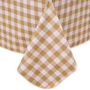 lot 20142 image: Heavy Duty Vinyl Tablecloth with Flannel Backing Waterproof Oil-Proof Plastic Table Cloth Stain-Resistant Wipeable Rectangle or Square Table Cover for Indoor and Outdoor (Khaki Checkered, 60x84 Inch)
