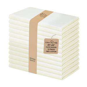 lot 20145 image: Urban Villa Dinner Napkins Ivory Cloth Napkins Set of 12 Dinner Napkins(20X20) 100% Cotton Highly Absorbent Washable Durable Reusable Ideal for Easter Decorations Reataurant Wedinng Farmhouse Parties