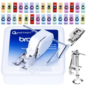 lot 20170 image: AMZTKDIY Walking Foot Presser Foot�� Precision Sewing Attachment WGuide for Brother Sewing Machines Even Feeding Quilting and Sewing Set