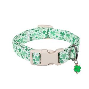 lot 20173 image: Britwicfr Green Dog Collar, Cute Spring Theme Dog Collar with Green Clover Print for Small Dogs, Small Puppy Collar for Girl Dogs & Boy Dogs, S