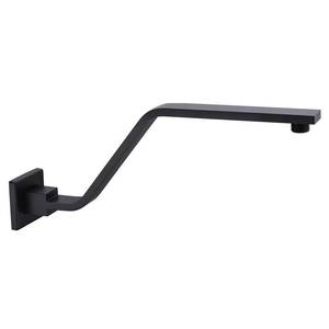 lot 20176 image: 16 Inch S Shape Matte Black Shower Head Arm, Square Wall Mounted Shower Arm and Flange Included