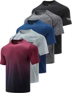 lot 20183 image: 5 Pack Men��s Active Quick Dry Crew Neck T Shirts  Athletic Running Gym Workout Short Sleeve Tee Tops Bulk (Set 3, Large)
