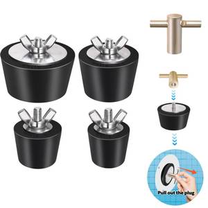 lot 20193 image: Vizava 4 Pack Rubber Pool Winter Plugs with One T-Handle �� 1 1.25 1.5 2 Pool Winterizing Plugs with Stainless Steel Screws Pool Return Jet Plug for Inground & Above Ground Pools