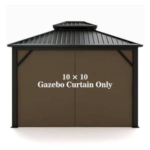 lot 20194 image: Gazebo Universal Replacement Privacy Curtain �� Hugline 10 x 10 Gazebo Side Wall Outdoor Privacy Panel with Zipper (Brown)