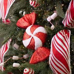 lot 3218 image: Red Metallic Peppermint Candy Christmas Decorations