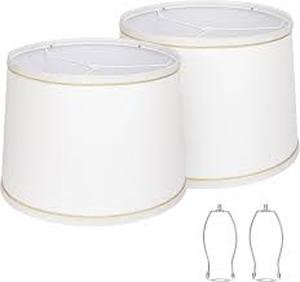 lot 5252 image: Seaside Village Set of 2 Large Fabric Lampshades with Harp Holders