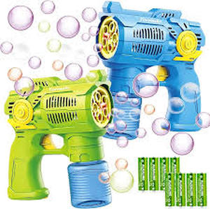 lot 12311 image: Blue & Green Bubble Guns Set with Solution 2 Pack