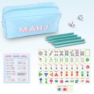 lot 1646 image: Soulchen Mini American Mahjong Tile Set Include 160 0.8 Inch Mahjong Tiles 2 Dice 4 Wooden Rulers 1 Accessory Bag 4 Beginner Rule Cards (Travel)