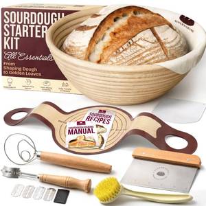 lot 1657 image: Superbaking Sourdough Starter Kit, 9 Round Banneton Bread Proofing Basket Set, Sourdough Bread Baking Supplies, Sourdough Tools with Silicone Bread Sling, Bread Making Tools, Baking Gifts