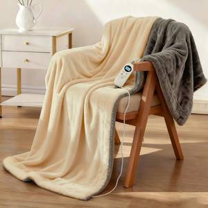 lot 3241 image: Electric Heated Blanket Throw 50 x 60 Soft Dual-Sided Flannel Fast Heating 12 Heat Levels 1��12H Timer & Overheat Protection & Auto Shut-Off & Machine Washable (Milky White & Gray)