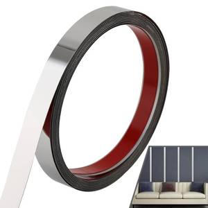 lot 4004 image: Lunghaa Peel and Stick Metal Finish Molding Trim, Stainless Steel Strip for Wall, Mirror Frame, Fireplace and Craft Decoration (Glossy Silver, 19.7 ft x 0.6 in)