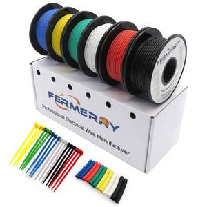 lot 4009 image: Fermerry 30 AWG Stranded Wire Spool 25ft Each 6 Colors Flexible 30 Gauge Silicone Hook up Wire Kit Electrical Tinned Copper Wire