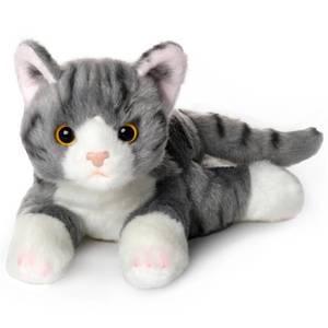 lot 4010 image: Bearington Lil Socks Cat Stuffed Animal - 8 Realistic Cat Plush Toy - Soft Gray Striped Plush Cats with Lifelike Details for Kids, Toddlers, and Kitten Lovers - Adorable Gift for Kids