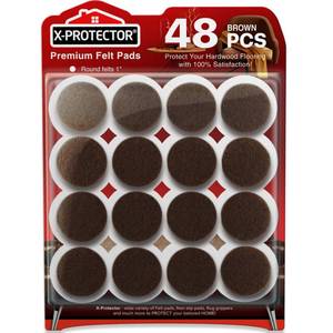 lot 4036 image: Felt Furniture Pads X-PROTECTOR - 48 Premium Floor Protector Chair Felts for Feet Wood Floors Best Hardwood Protect Your Hard Floors (Brown)
