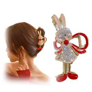 lot 4052 image: BeeGift Rhinestone Rabbit Hair Clip, 4inch Cute Hair Clips Headwear Gifts, Easter Hair Pins for Women Girls