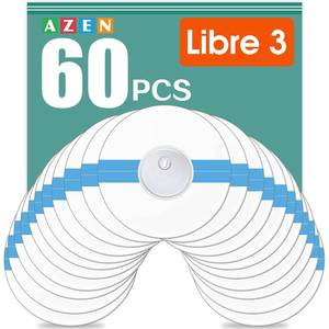 lot 4056 image: AZEN 60 Pack Freestyle Sensor Covers for Libre 3, Waterproof Adhesive Patches, Waterproof Adhesive Transparent Tape