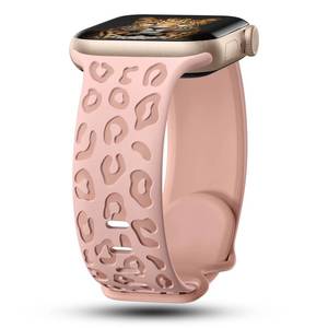 lot 4065 image: CreateGreat Engraved Leopard Bands Compatible with Apple Watch Band 41mm 40mm 38mm Women, Two-Tone Soft Silicone Cheetah Sport Strap for iWatch Series 10 9 8 7 6 5 4 3 2 SE Ultra.RS&PK