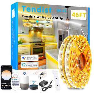 lot 4067 image: TENDIST White LED Strip Lights 46ft 3000K-6500K Dimmable, Smart Strip Light Alexa Compatible, 24V WiFi Flexible Tape LED with APP & RF Remote, Cabinet Lighting Self-Adhesive for Room, Kitchen