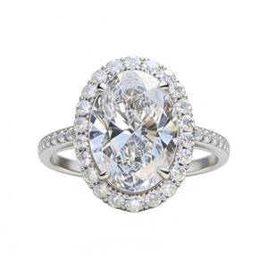 lot 4086 image: Sparkle 925 Sterling Silver Plated Halo Oval Cut Diamond Engagement Ring for Women Cubic Zirconia Wedding Ring Simulated Diamond Fashion Party Accessories Promise Ring Size 7