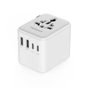 lot 4096 image: TESSAN Universal Travel Adapter, International Power Adapter with 2 USB C 2 USB A Ports, Travel Plug Adaptor Worldwide for US to Europe UK Italy Ireland Australia France Germany(Type C G A I)