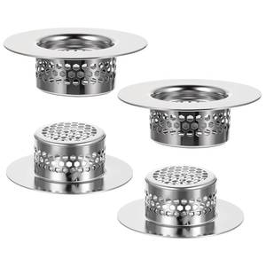 lot 4105 image: Gjinxi 4 Pcs Bathroom Sink, Bathtub Drain Cover Drain Strainer Hair Catcher Stainless Steel Drain Filter for Shower Vanity Laundry Utility RV Sink (Fits 1.25 to 1.6 Hole)