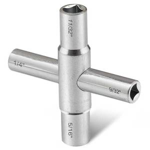 lot 4501 image: Hanpex 4-Way Sillcock Key Wrench, 14, 932, 516, 1132, Fits Most Sillcock, Stopcock, Water Spigots, Wall-hydrant, Control Cabinet and Valves