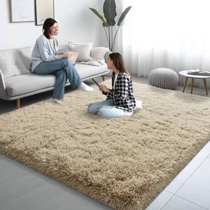 lot 5265 image: AAFKK 6x9 Area Rugs for Living Room, Fluffy Shaggy Rug Soft Carpets, Rugs for Bedroom Nursery Kids Room Dorm Home Decor Aesthetic, Light Tan