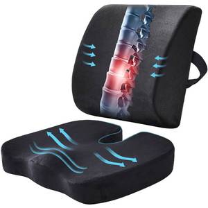 lot 5277 image: WMM Seat Cushion & Lumbar Support Pillow for Office Chair, Car Seat Wheelchair Travel, Reduce Tailbone Pressure for Lower Back, Tailbone, Sciatica, Hip Pain Relief