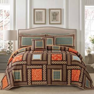 lot 5281 image: NEWLAKE Cotton Patchwork Bedspread, 3-Piece Bedding Quilt Set with Real Stitched Embroidery, Reversible Matelasse Bed Coverlet Set,Bohemian Farmhouse,Queen Size