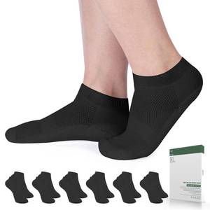 lot 5287 image: Bulinlulu Diabetic Socks for Women Men-6 Pairs Bamboo Viscose Non Binding Diabetic Ankle Low Cut Sock Size 6-9 9-11��Black-Medium��
