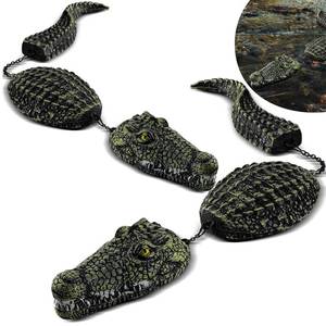 lot 5297 image: Floating Crocodile Sculpture, 3-Section Simulated Floating Alligator, Pond Floating Alligator Bait for Garden Pond Backyard Decoration (2-Pack)