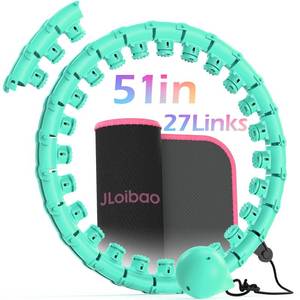 lot 5309 image: JLoibao Weighted Hula Circle for Adults Weight Loss, Infinity Fitness Hoop Plus Size 51 Inch with Sweat Belt, Include 27 Detachable Links and Waist Trainer for Women(Cyan)