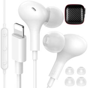 lot 6164 image: iMangoo for Apple MFi-Certified Headphones for Lightning Wired Earbuds Magnetic Ear Buds with HiFi Bass,3 Ear Tips Mic Corded Earphones for Gym, Commuting for iPhone 14 Plus 13 12 11 Pro Max White
