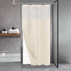 lot 6171 image: N&Y HOME Stall Waffle Weave Shower Curtain with Snap-in Fabric Liner & Hooks Set - 36 x 72 Small Shower Stall Size, Hotel Style & Mesh Top Window, Machine Washable - 36x72, Cream