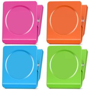 lot 6180 image: FINDMAG Extra Large Clip Magnets, 4 Pack Coloful Magnetic Clips Heavy Duty, Magnet with Clips for Home, Refrigerator, Hanging, Kitchen, Office - 2.2 Inch