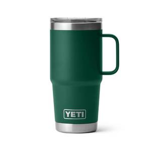 lot 6190 image: YETI Rambler 20 oz Travel Mug, Stainless Steel, Vacuum Insulated with Stronghold Lid, Black Forest Green