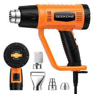 lot 6206 image: SEEKONE Heat Gun 1800W Heavy Duty Fast Heat Hot Air Gun Kit with 752��&1112����400��-600���� Dual-Temperature Settings and 4 Nozzles with Overheat Protection for Crafts, Shrinking PVC, Stripping Paint