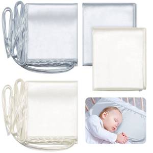 lot 6212 image: Hosuly 2 Pcs Satin Bassinet Sheet Baby Hair Soft Silk Feeling Sheet Baby Bassinet for Rectangle Cradle Pad Mattress Boys Girls Newborn Infant(Gray and White)