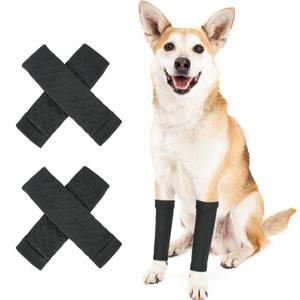 lot 6226 image: ROZKITCH 4PCS Dog Leg Wraps to Stop Licking Scratching Wound Skin Cover, Solid Pattern Elbow Protectors for Rear and Front Legs for Border Collie, Australian Shepherd, Bulldog Grey 2XL