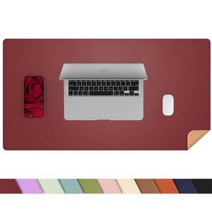 lot 6256 image: AFIING Leather Desk pad Protector, Large Desk mat with Natural Cork & PU Leather,Mouse pad,Non-Slip Office Desk Mat,Waterproof Desk Writing Pad for Office and Home (23.6in13in, Red)