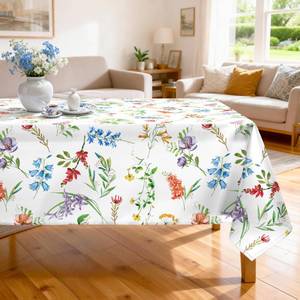 lot 6262 image: Arquiel Spring Summer Floral Tablecloth Waterproof, Wildflower Herb Table Cloth Rectangle Stain Resistant, Washable Table Cover for Home Kitchen Dining Party Decoration (60�120 Inch)