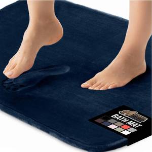 lot 9405 image: GORILLA GRIP Memory Foam Bath Rugs, Soft Absorbent Velvet Bathroom Mats, Durable Dots on Underside, Machine Washable Bathmat, Carpet Rug Room Decor for Shower Floor, 30x20 Mat, Navy Blue