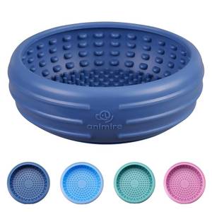 lot 9412 image: Dog Lick Bowl, Animire Freeze Lick Mat for Dogs, Non-Slip Slow Feeder Licking Bowl Enrichment Treat for Distraction Anxiety Relief, Food Grade Silicone, Dishwasher Safe(Dark Blue,XL)